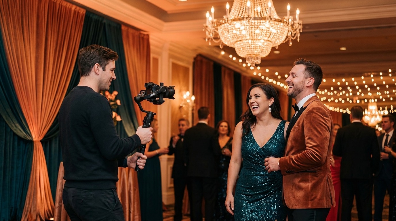 Videographer capturing guests at a Las Vegas gala